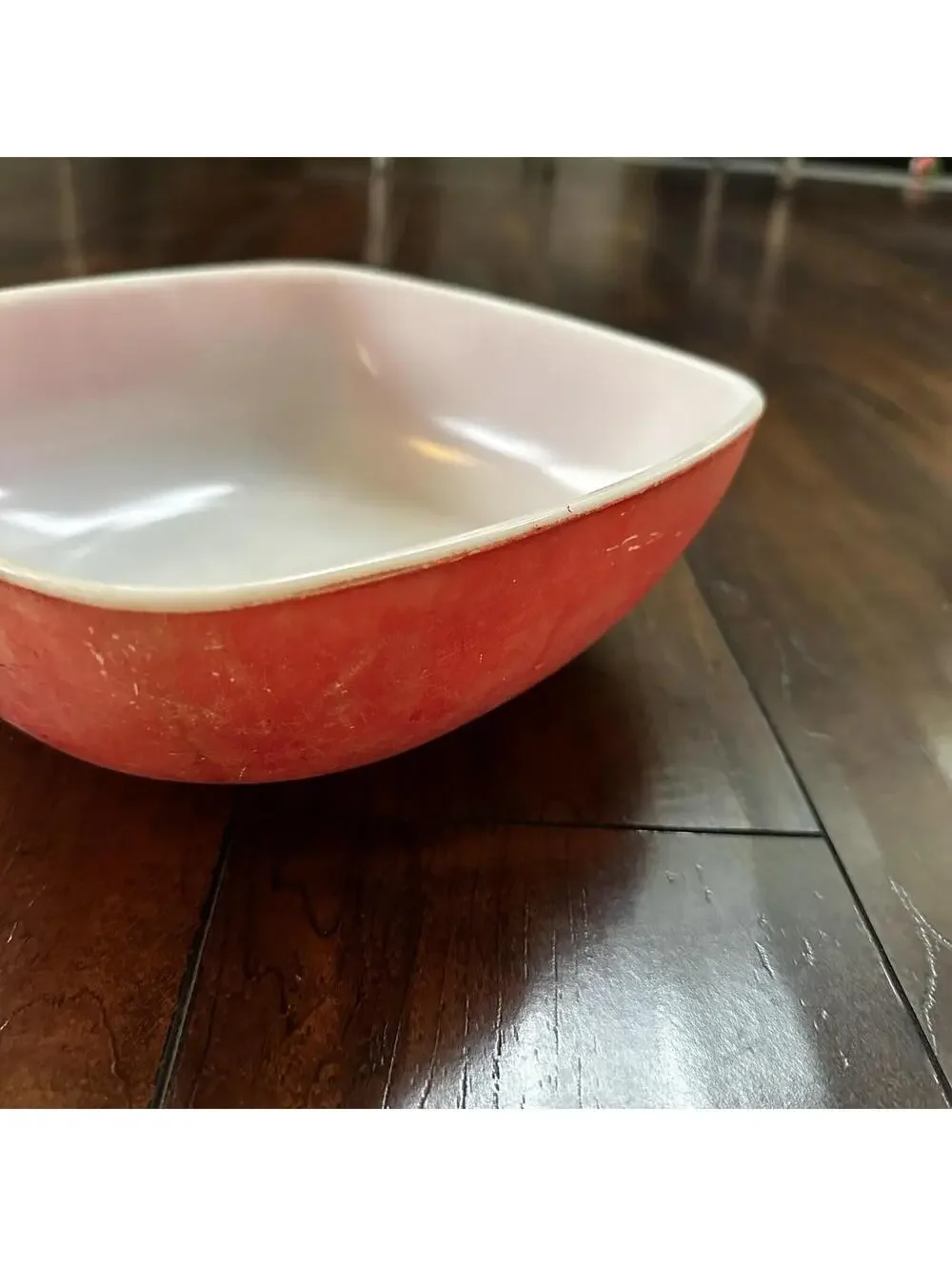 VTG RED PYREX 2.5 QT SQUARE CASSEROLE DISH 625B-025 Faded AMAZING